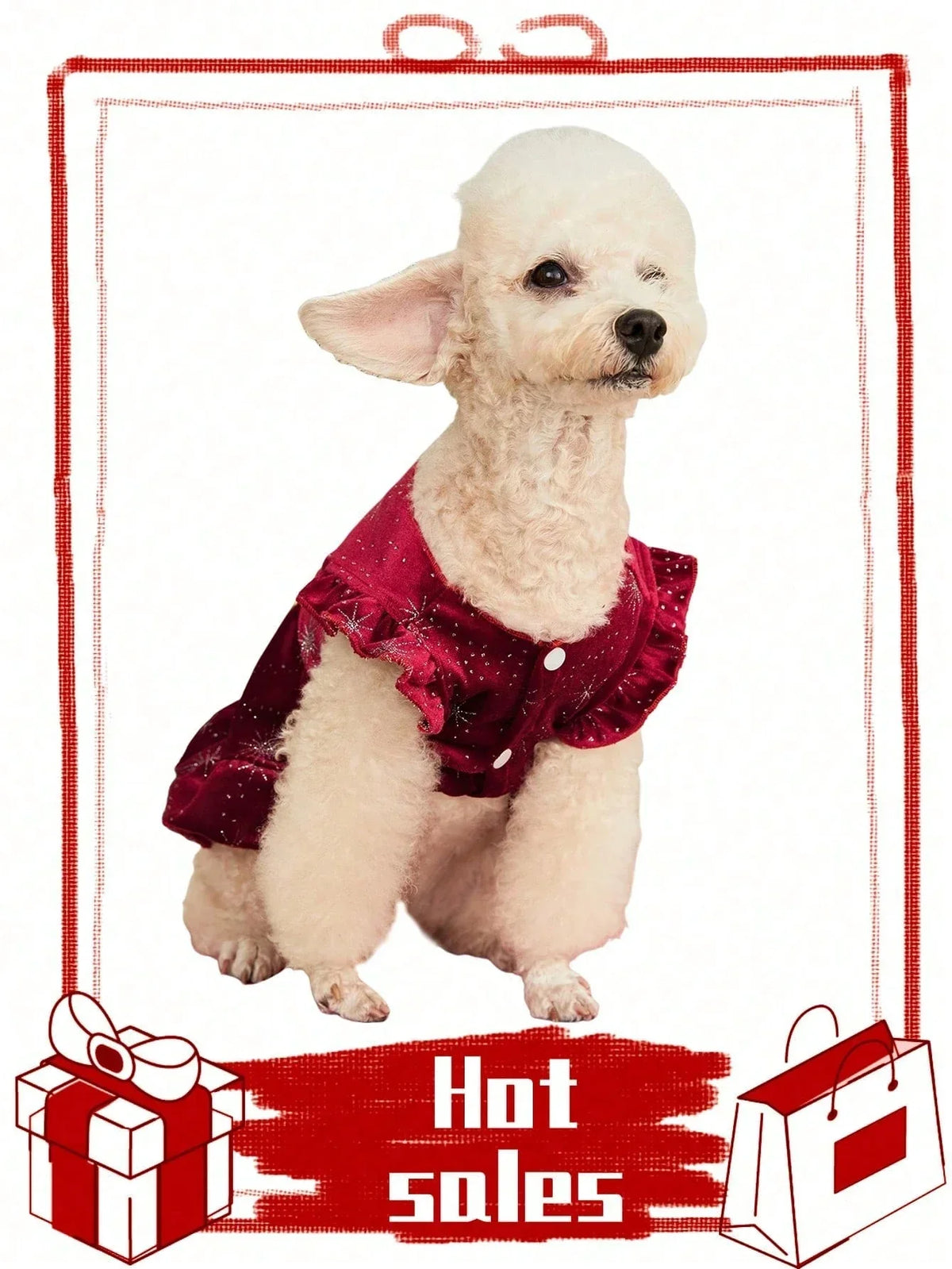 PETSIN Velvet Snowflake Pet Dress