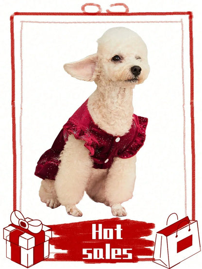 PETSIN Velvet Snowflake Pet Dress