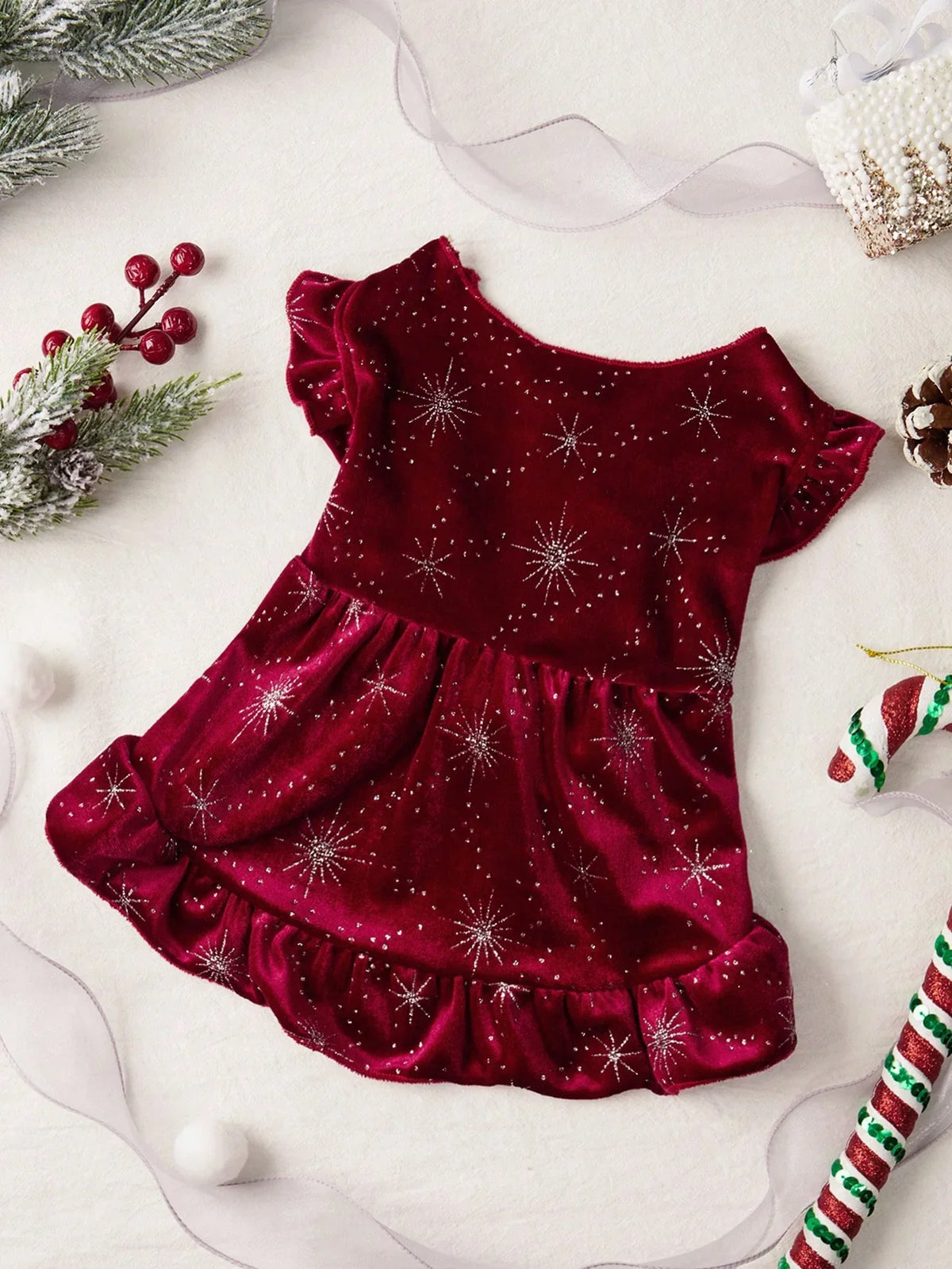 PETSIN Velvet Snowflake Pet Dress