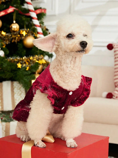 PETSIN Velvet Snowflake Pet Dress