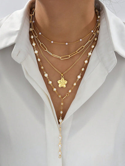 Bohemian Shell Pearl Necklace Set