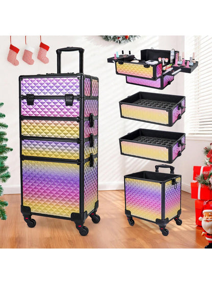 Large Rolling Makeup Train Case
