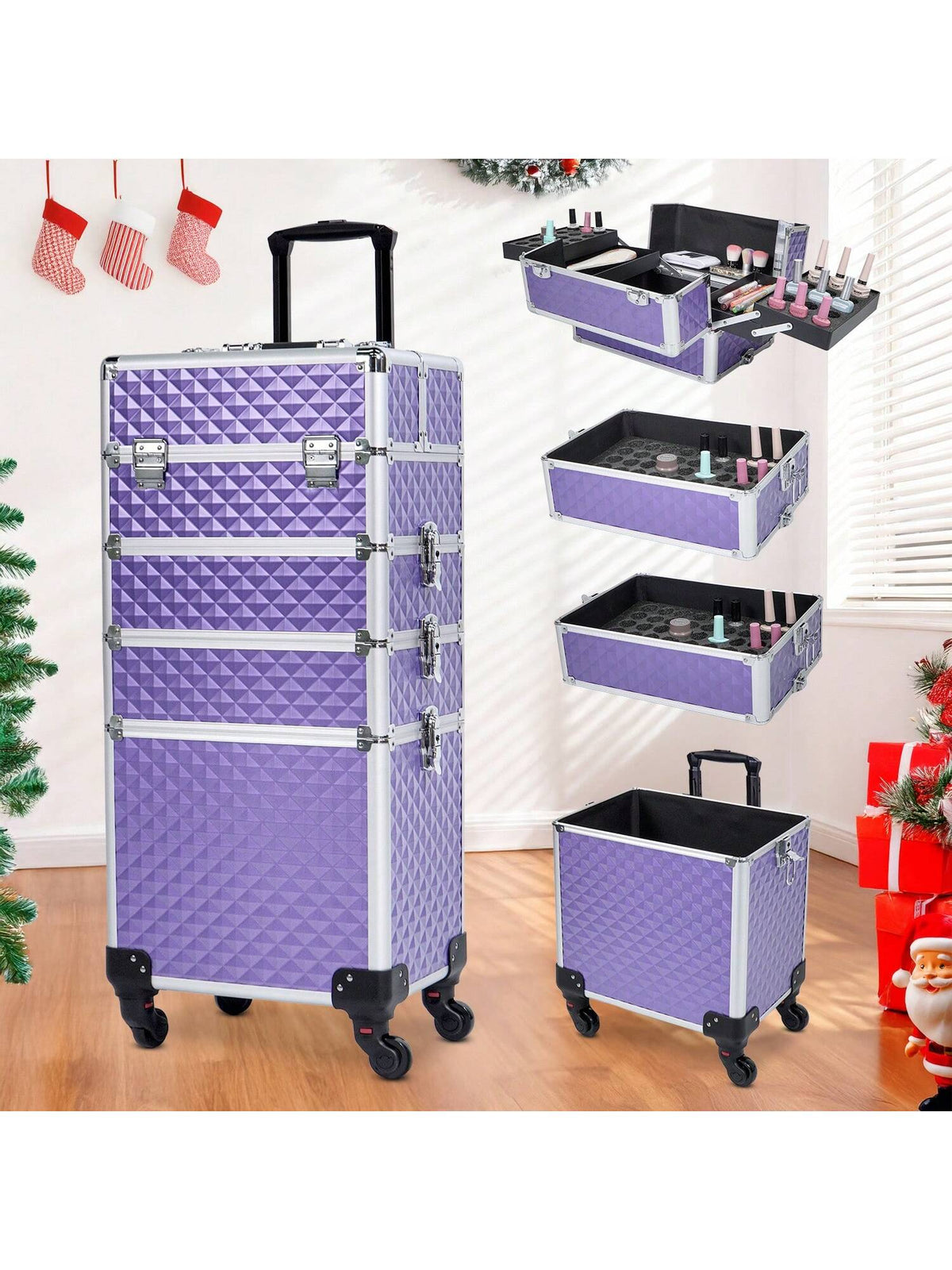 Large Rolling Makeup Train Case