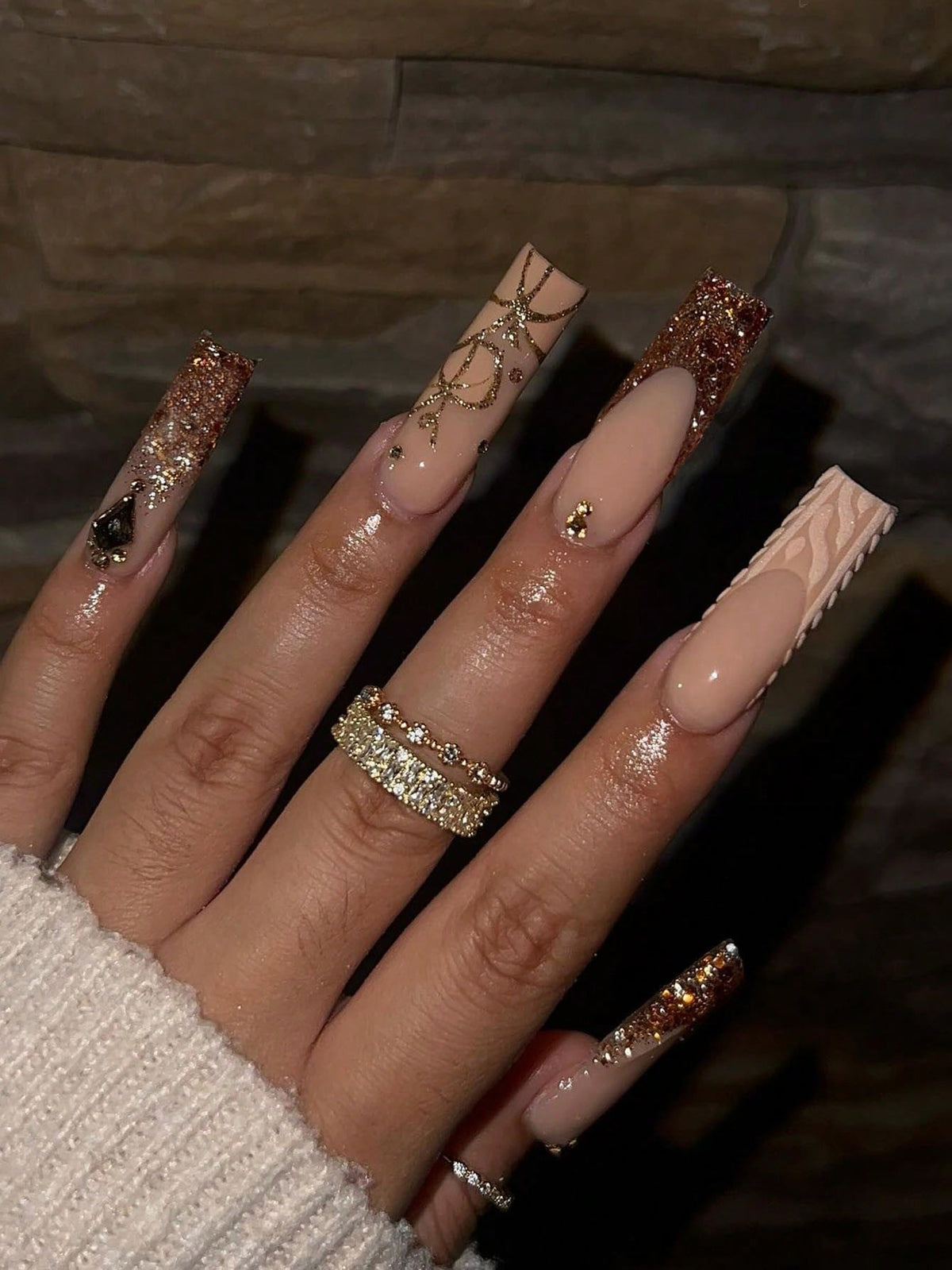 Luxury Butterfly Rhinestone Press Nails