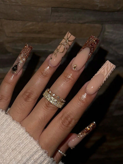 Luxury Butterfly Rhinestone Press Nails