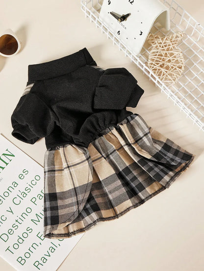 PETSIN Plaid Bow-Tie Pet Dress