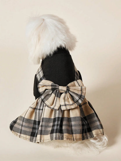 PETSIN Plaid Bow-Tie Pet Dress