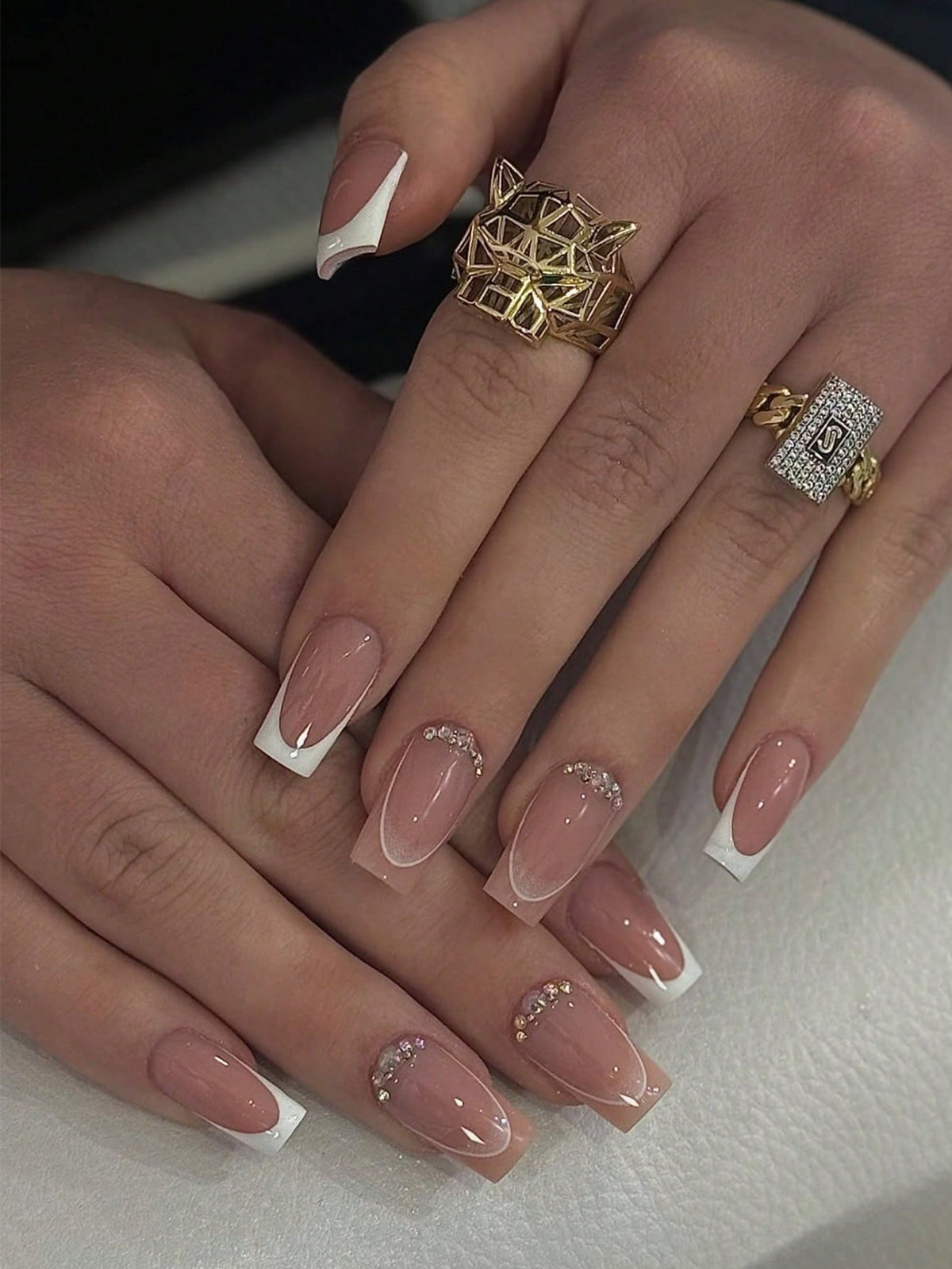 Pink Heart Almond Press Nails
