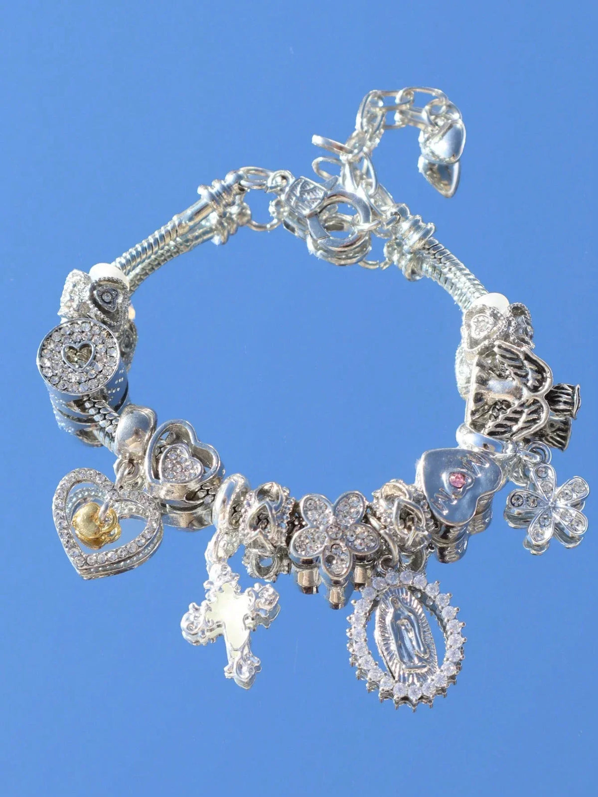 Heart Cherry Blossom Charm Bracelet