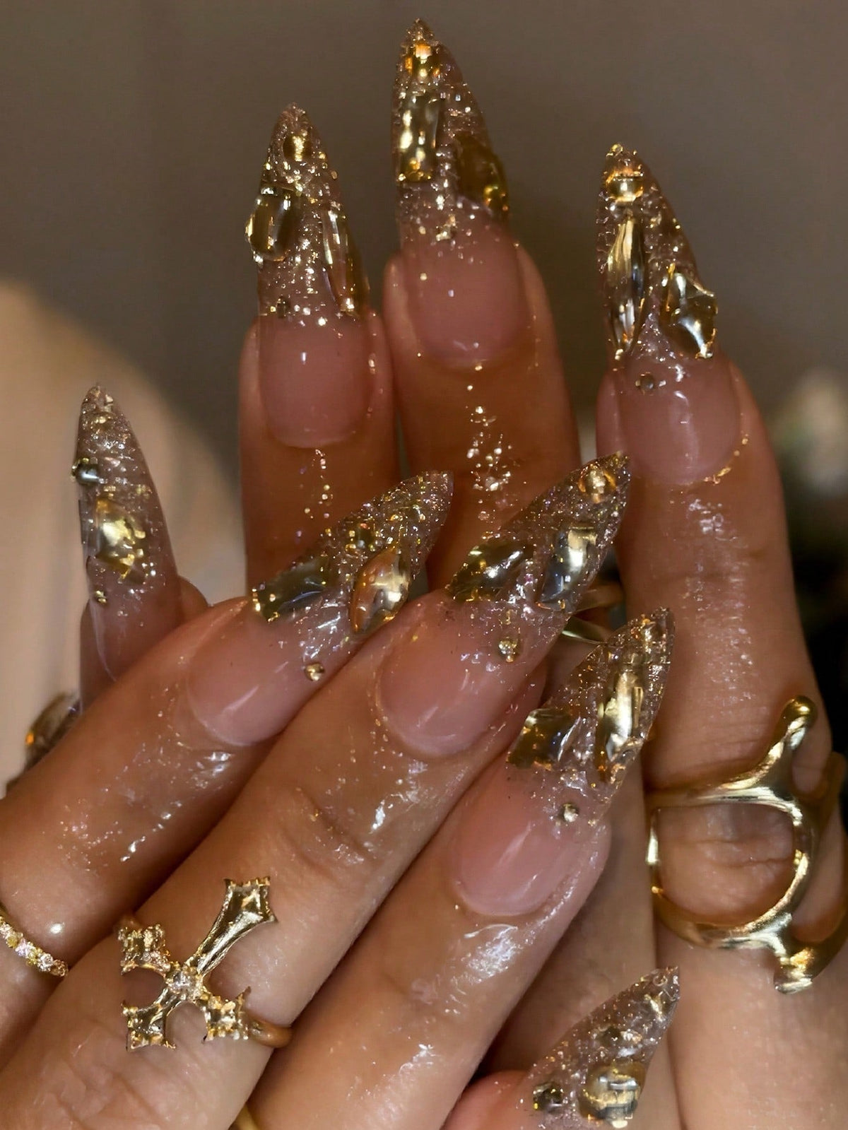 Luxury Butterfly Rhinestone Press Nails