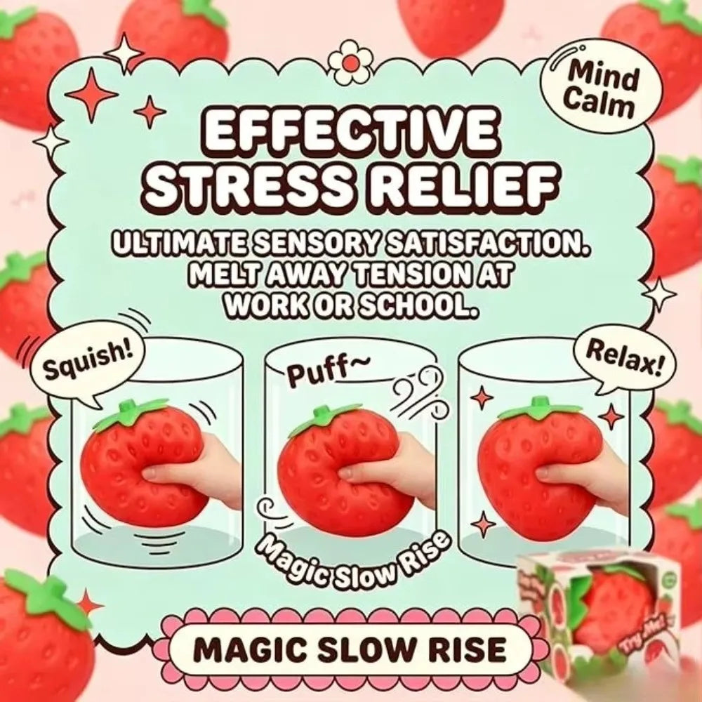 Jumbo Strawberry Squeeze Ball - Anti-Anxiety Sensory Fidget Toy for Adult