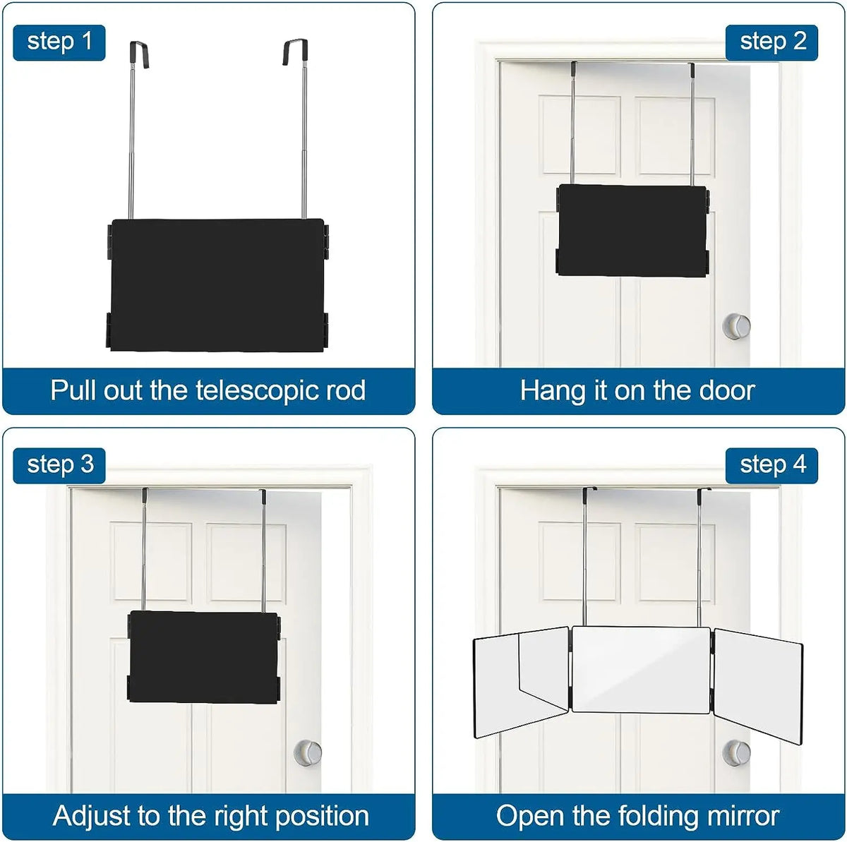 Black 360° Trifold Adjustable Mirror