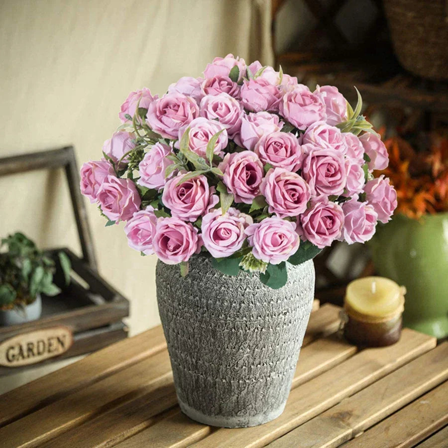 Silk White Rose Flower Bundle