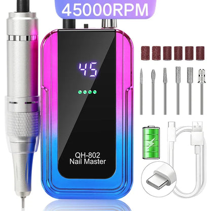 Professional 45000RPM Portable Nail Drill