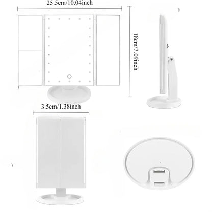 Trifold LED Makeup Mirror with Magnification