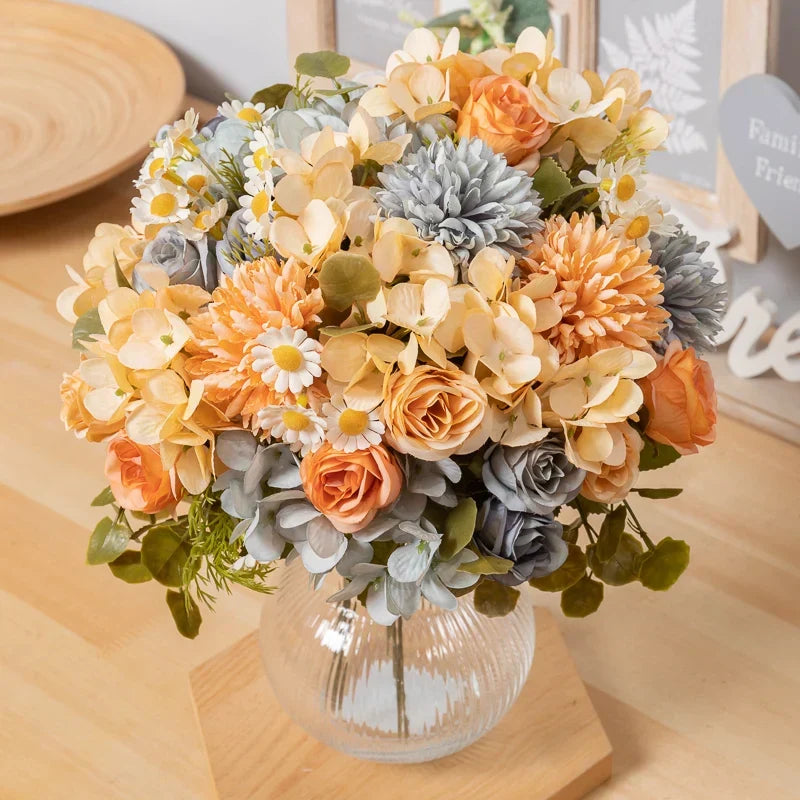 Silk Dandelion Daisy Rose Bouquet