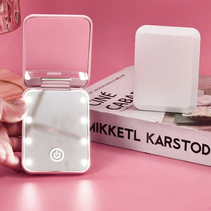 Compact Folding LED Makeup Mirror