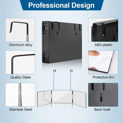 Black 360° Trifold Adjustable Mirror