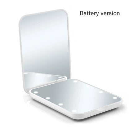 Compact Folding LED Makeup Mirror