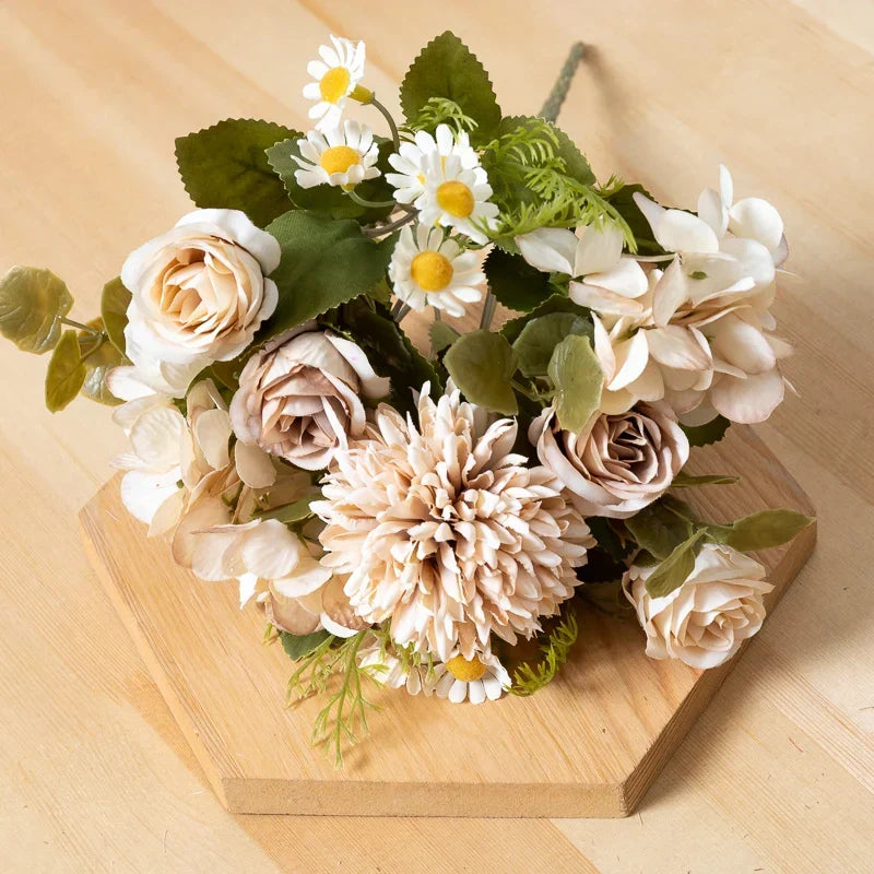 Silk Dandelion Daisy Rose Bouquet