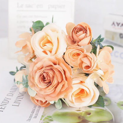 Artificial Flowers Silk Peony Hydrangea For Living Room Home Decoration Wedding Bride Bouquet Rose Fake Plants Table Accessories