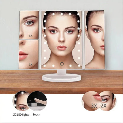 Trifold LED Makeup Mirror with Magnification