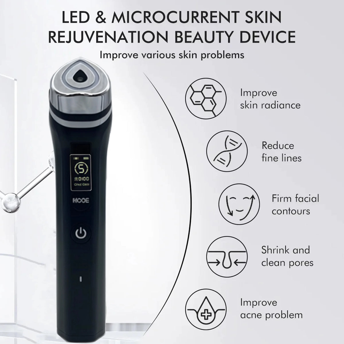 5 Modes RF Facial Beauty Device, Anti-Aging Skin Tightening Massager for Pore Refining & Skincare Absorption