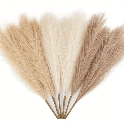 6PCS Artificial Pampas Grass Decor Flowers Fake Plant Reed for DIY Floral Table Arrange Flower Wedding Home Christmas Decoration