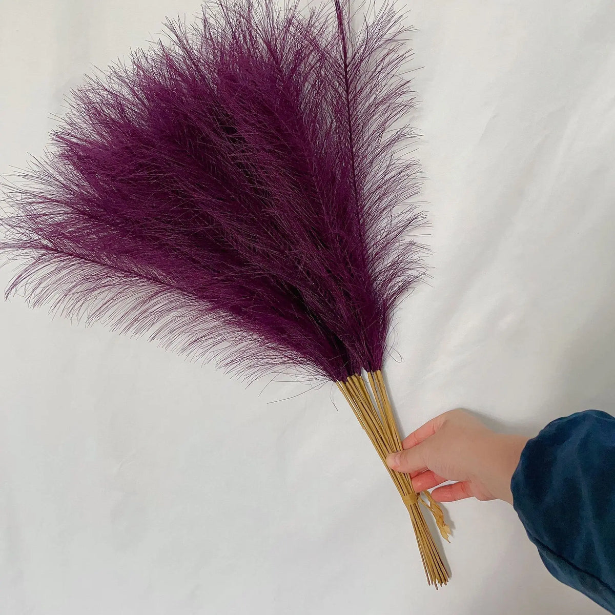 10Pcs Artificial Flowers Fluffy Pampas Grass Decor Fake Plant Reed Flower for Wedding Boho Bouquet Office Hotel Vase Decoration