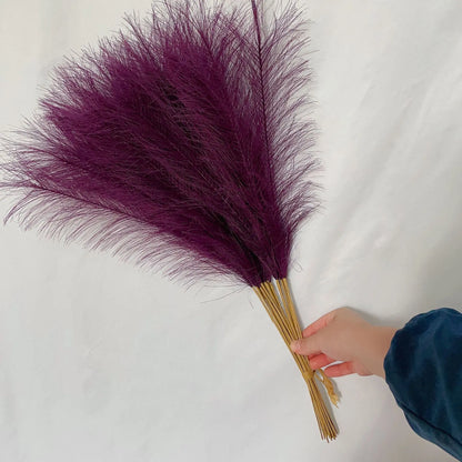 10Pcs Artificial Flowers Fluffy Pampas Grass Decor Fake Plant Reed Flower for Wedding Boho Bouquet Office Hotel Vase Decoration