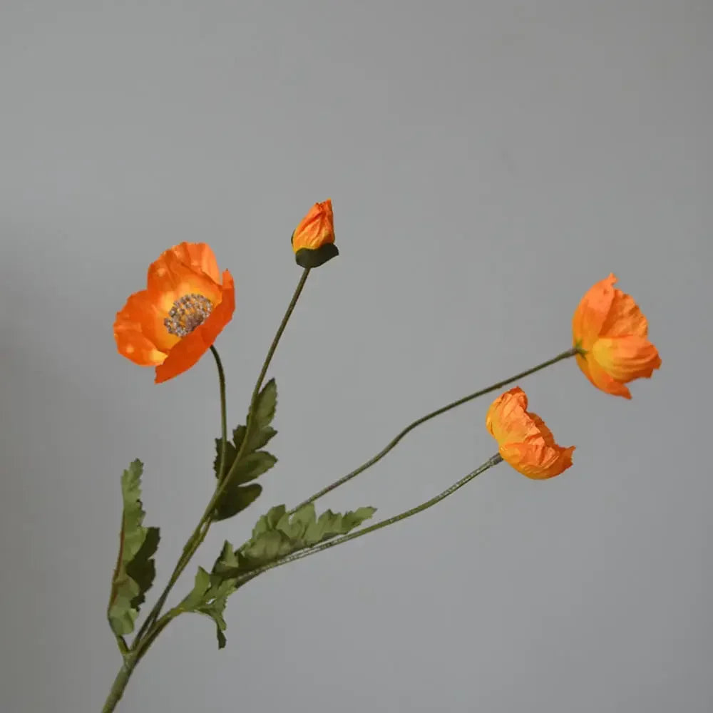 Artificial Flowers Fake Poppy Silk Flowers Long Stem Housewarming Garden Table Wedding DIY Party Wedding Bridal Bouquet Decor