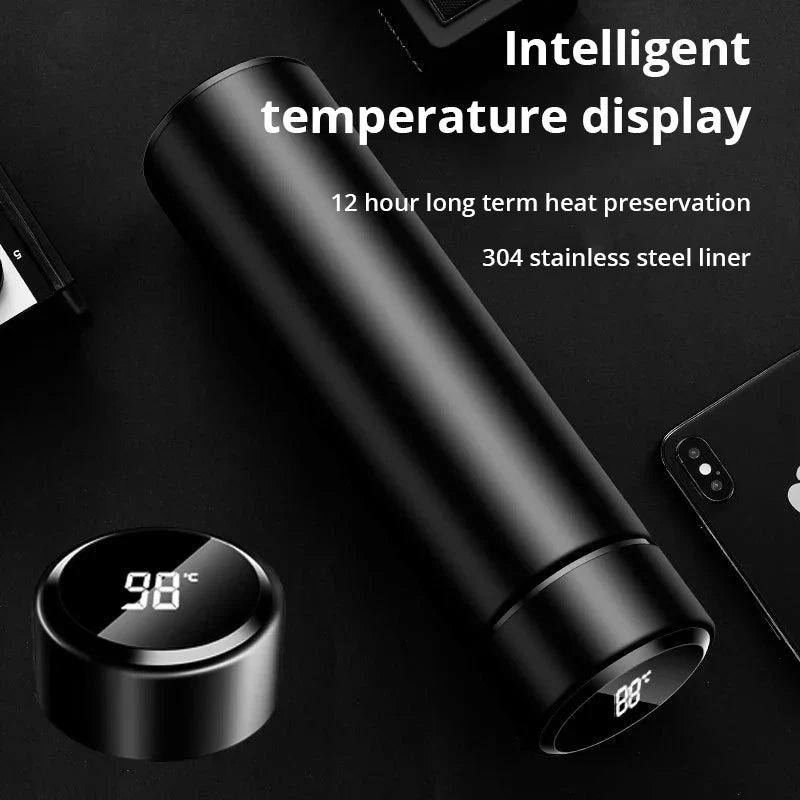 Black Smart Thermos Bottle 500ml