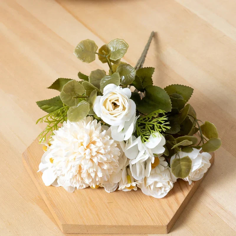 Silk Dandelion Daisy Rose Bouquet
