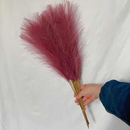 10Pcs Artificial Flowers Fluffy Pampas Grass Decor Fake Plant Reed Flower for Wedding Boho Bouquet Office Hotel Vase Decoration