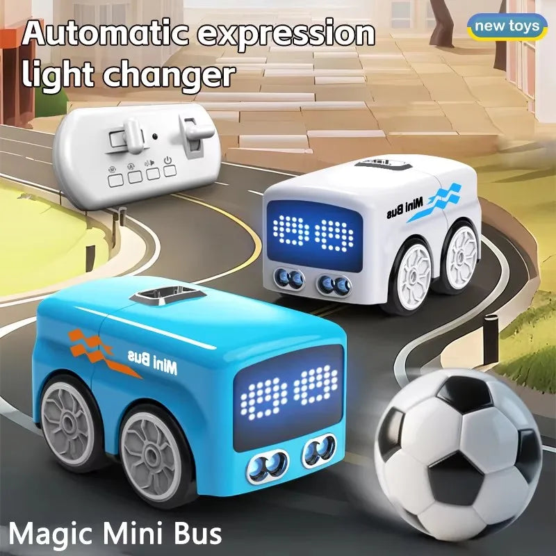 Kid Smart RC Magic Mini Bus Intelligent Remote Control Gesture Sensing Induction Follow Car Animation Funny Auto ExpressionsToy