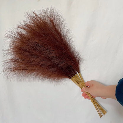10Pcs Artificial Flowers Fluffy Pampas Grass Decor Fake Plant Reed Flower for Wedding Boho Bouquet Office Hotel Vase Decoration