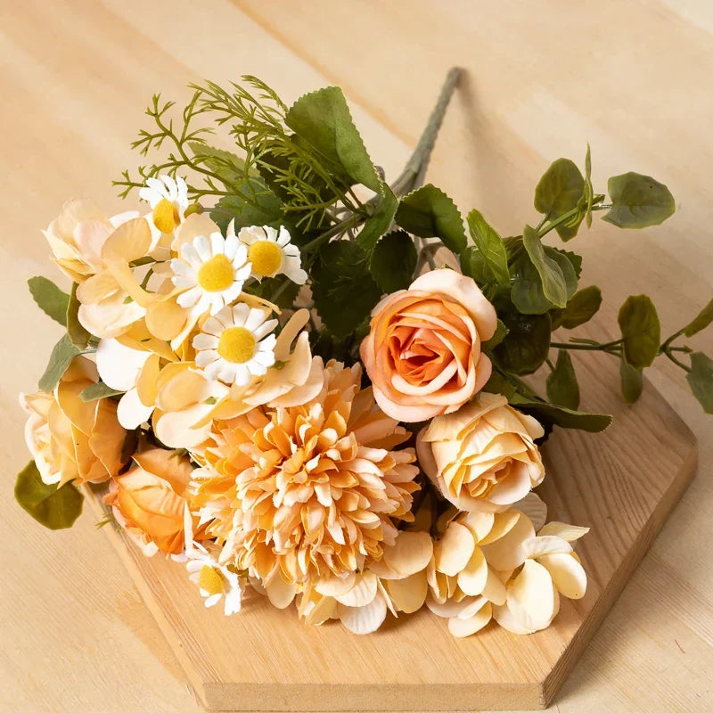 Silk Dandelion Daisy Rose Bouquet