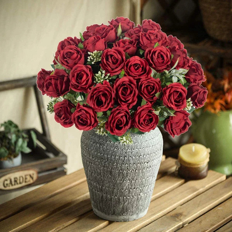 Silk White Rose Flower Bundle