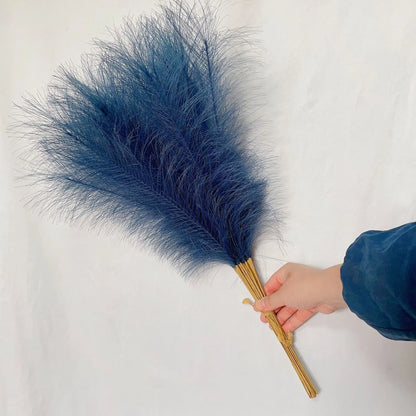 10Pcs Artificial Flowers Fluffy Pampas Grass Decor Fake Plant Reed Flower for Wedding Boho Bouquet Office Hotel Vase Decoration