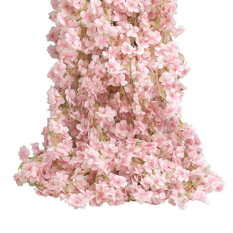 Artificial Silk Cherry Blossom Vine For Christmas Sakura Home Wedding Decoration Fake Floral Arch Garden Living Room DIY Arrange
