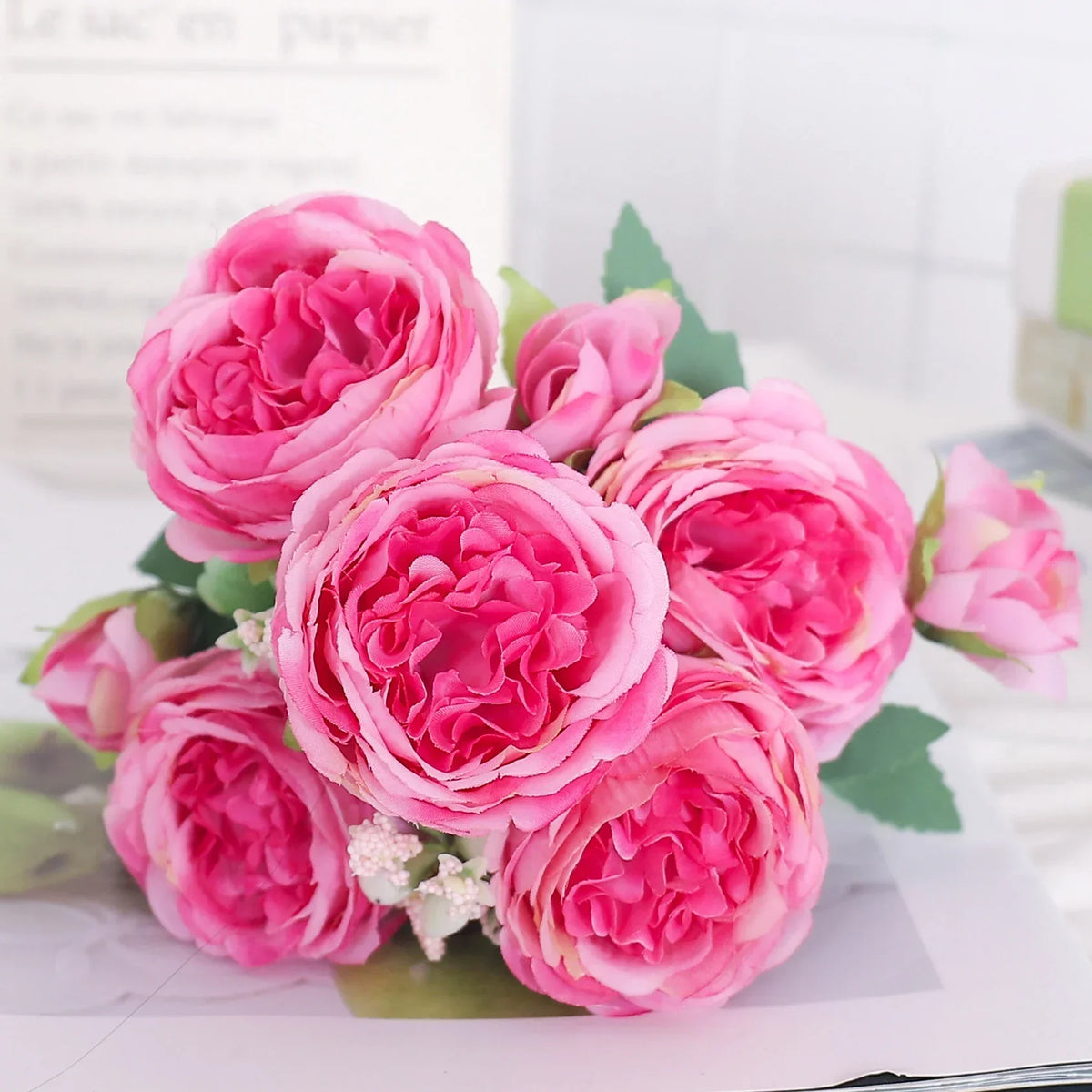 Artificial Flowers Silk Peony Hydrangea For Living Room Home Decoration Wedding Bride Bouquet Rose Fake Plants Table Accessories