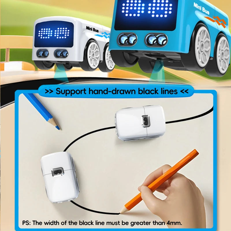 Kid Smart RC Magic Mini Bus Intelligent Remote Control Gesture Sensing Induction Follow Car Animation Funny Auto ExpressionsToy