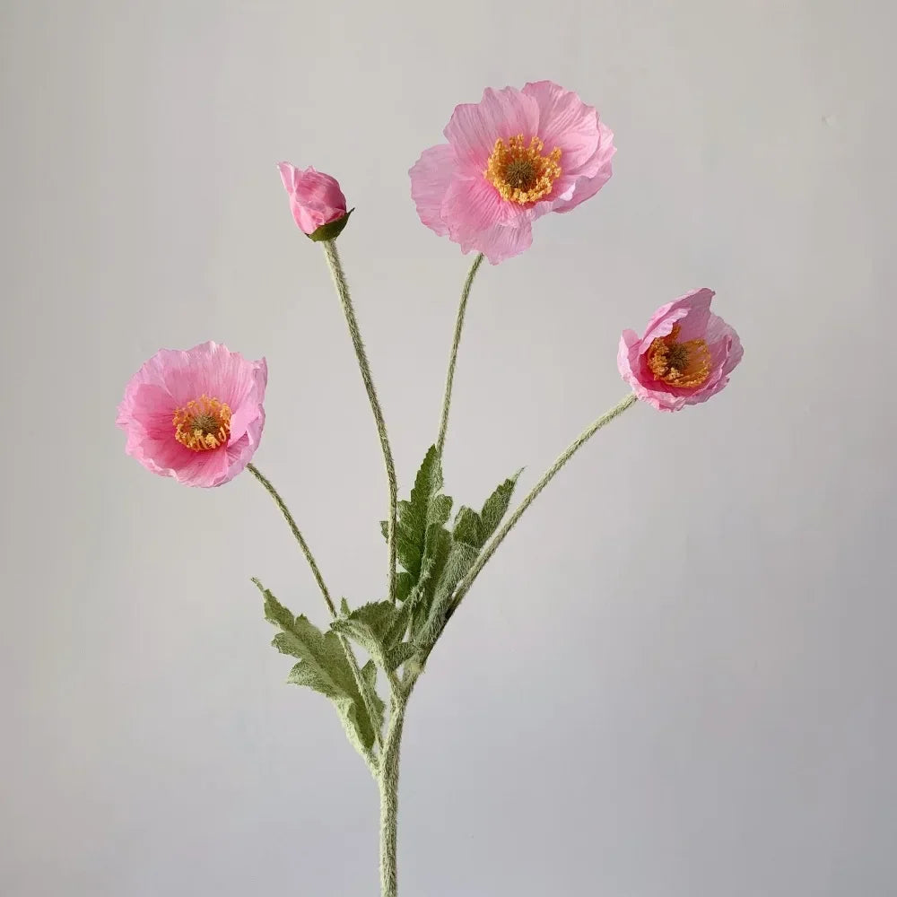 Artificial Flowers Fake Poppy Silk Flowers Long Stem Housewarming Garden Table Wedding DIY Party Wedding Bridal Bouquet Decor