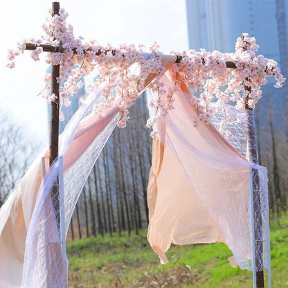 Artificial Silk Cherry Blossom Vine For Christmas Sakura Home Wedding Decoration Fake Floral Arch Garden Living Room DIY Arrange