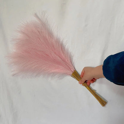 10Pcs Artificial Flowers Fluffy Pampas Grass Decor Fake Plant Reed Flower for Wedding Boho Bouquet Office Hotel Vase Decoration