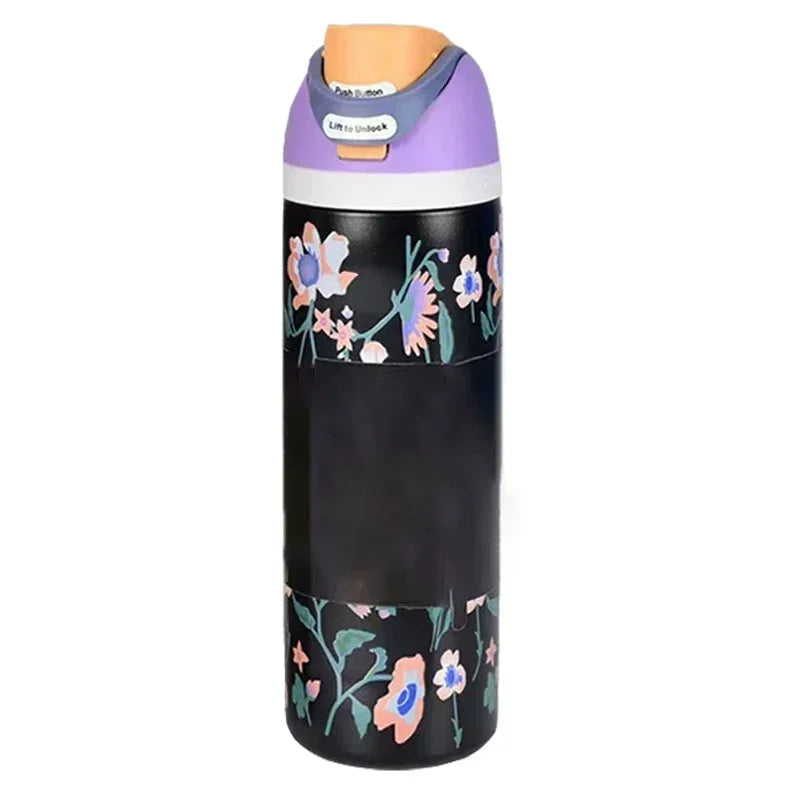 Owala BPA-Free insulated Straw Water Bottle - Flower Pink