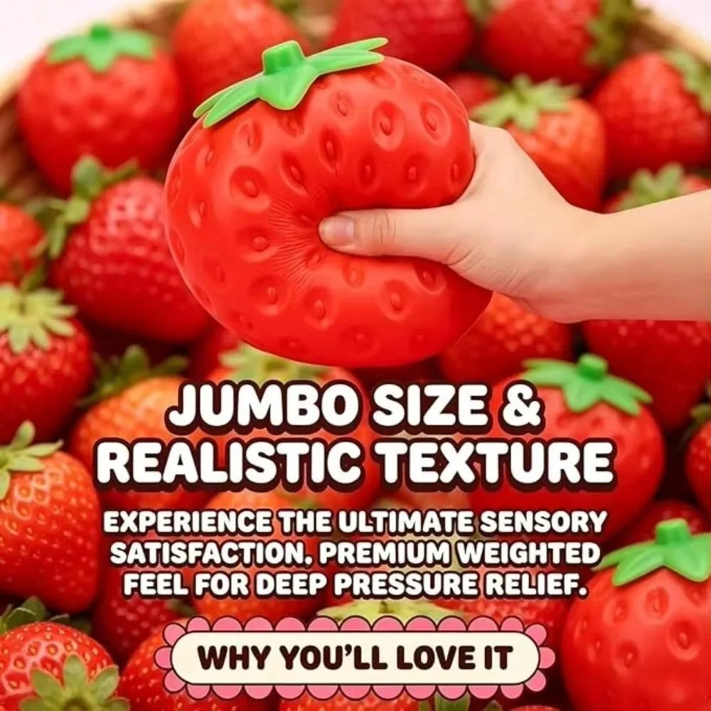 Jumbo Strawberry Squeeze Ball - Anti-Anxiety Sensory Fidget Toy for Adult