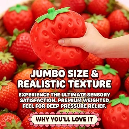 Jumbo Strawberry Squeeze Ball - Anti-Anxiety Sensory Fidget Toy for Adult