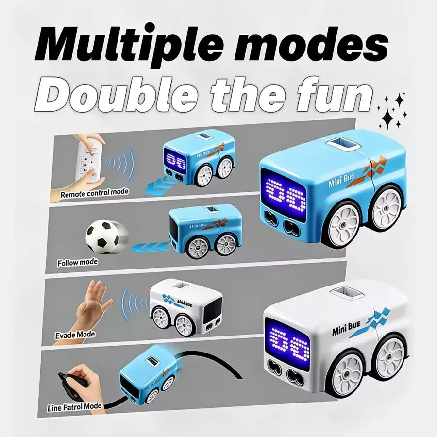 Kid Smart RC Magic Mini Bus Intelligent Remote Control Gesture Sensing Induction Follow Car Animation Funny Auto ExpressionsToy