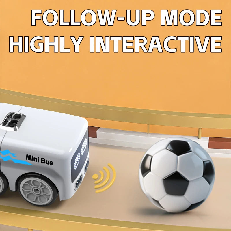 Kid Smart RC Magic Mini Bus Intelligent Remote Control Gesture Sensing Induction Follow Car Animation Funny Auto ExpressionsToy